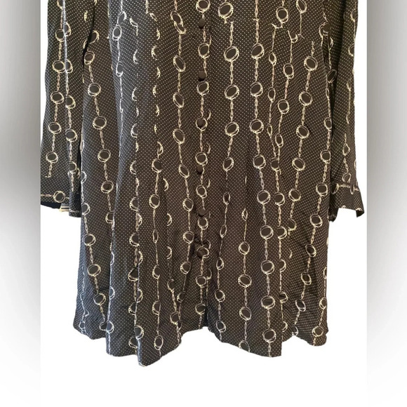 The Kooples Handcuff Chain Polka Dot Long Sleeve Silk Dress - Picture 5 of 13